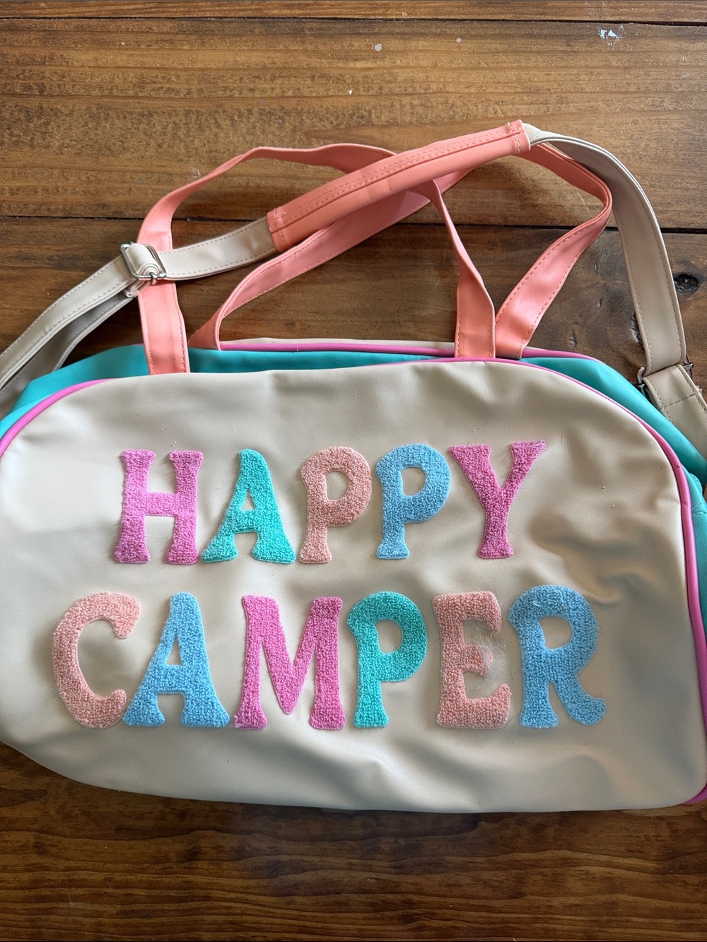 Jadelynn Brooke Cream Tote with Pastel Pink, Blue & Mint Letters